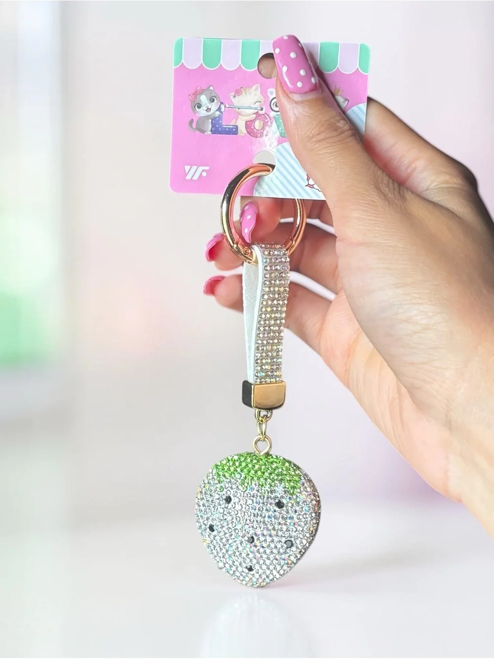 White Strawberry Keychain